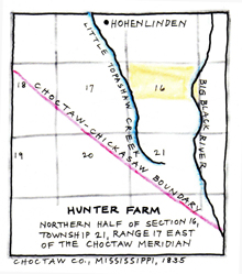 Hunter land in Choctaw County, MS. Click the image to enlarge it.